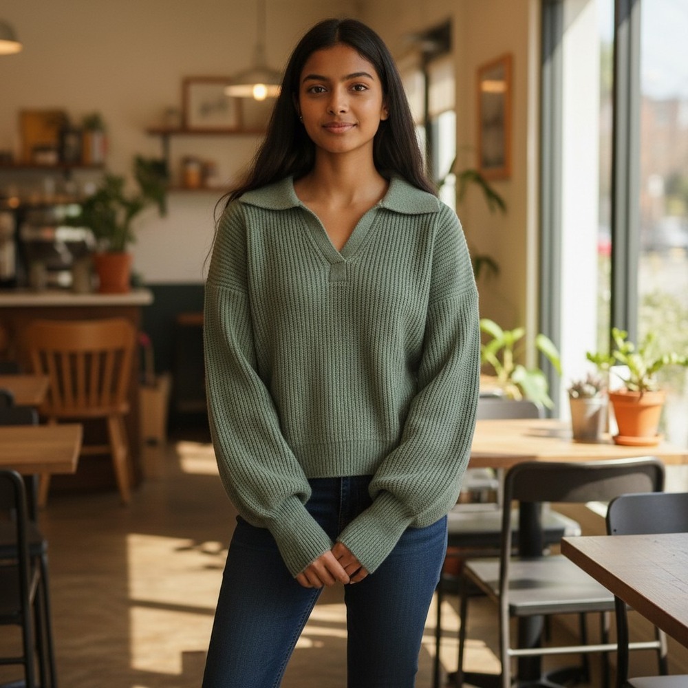 Sincerely Jules Sage Green Knit Cropped Soft Sweater Size XS